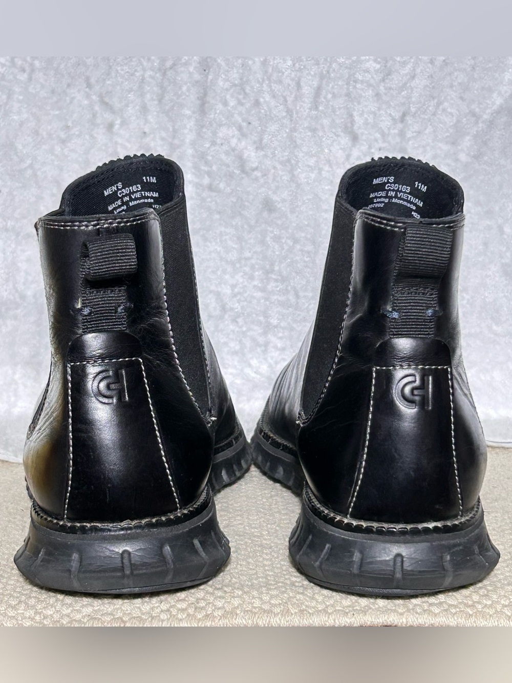 Cole Haan Mens Black Leather Zerogrand Waterproof Chelsea Pull On Boots SZ 11M - Picture 4 of 11